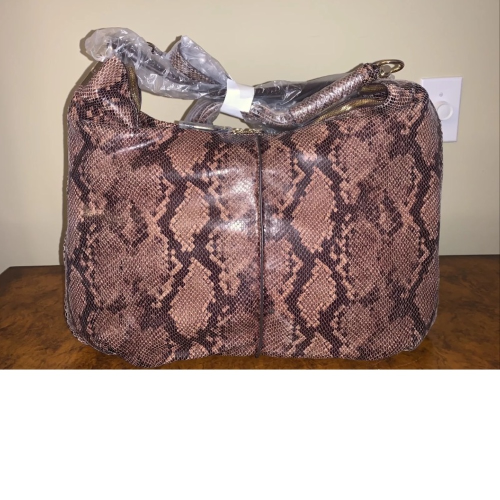 GILI Large Snake-Skin Embossed Leather Hobo, NWOT